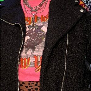 No Boundaries Black Teddy Jacket with Textured Finish